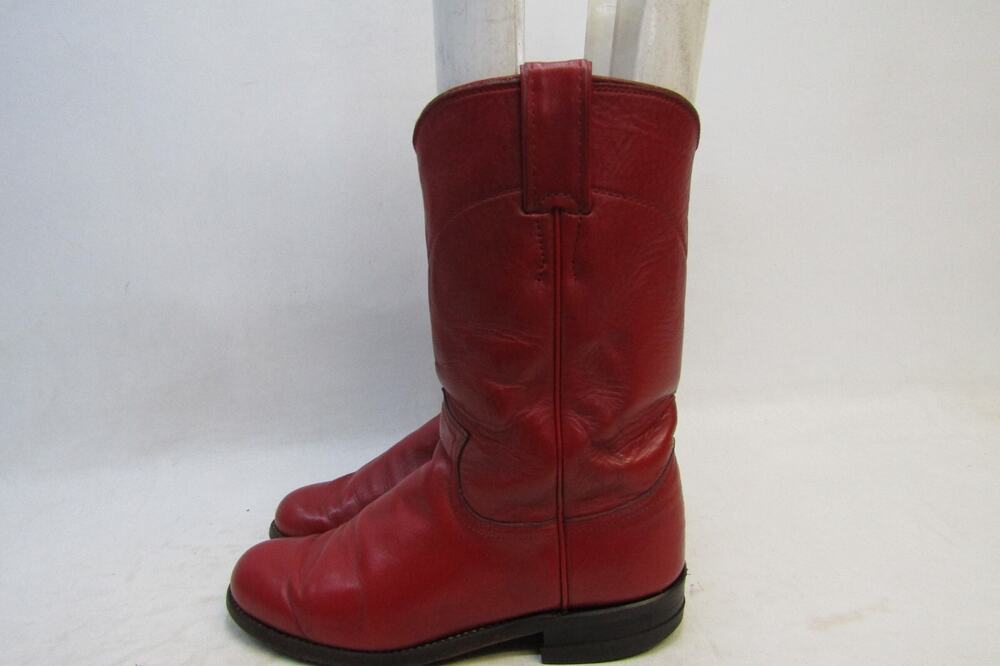 Justin Womens Size 5 B Roper Red Leather Cowboy Western Boots